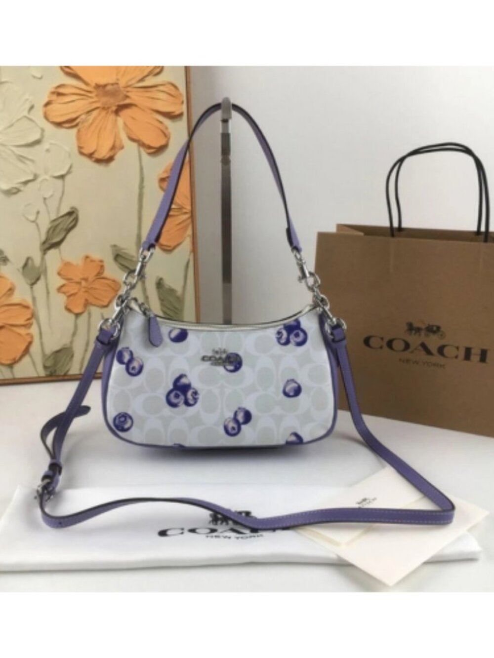 COACH CR292 Teri 2way Shoulder Signature Canvas Blueberry Print Outlet Japan